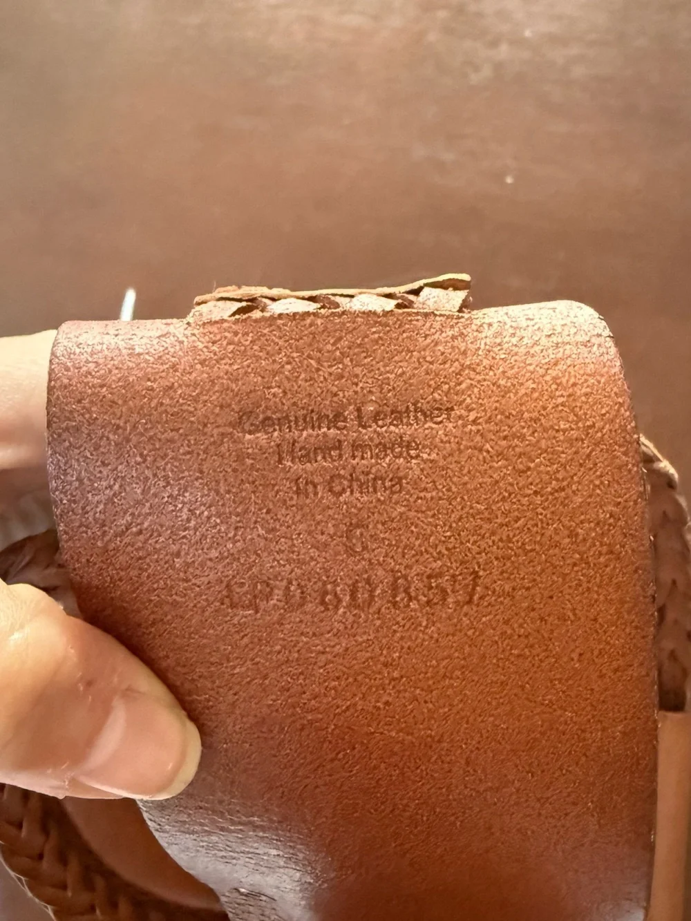 Braided Tan Leather Belt with Brass Accents